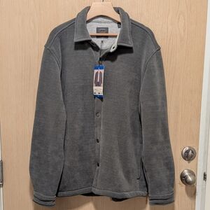 Copper & Oak Gray Ribbed Button-Down Shirt Jacket, Thick & Warm